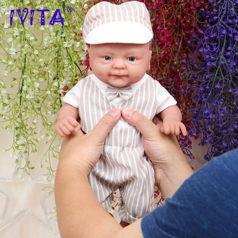 IVITA-دمى أطفال لينة من السيليكون بالكامل ، على قيد الحياة محاكاة Bonecas ، ابتسامة مفتوحة ، ألعاب الصبي ، WB1512 ، 14 "، 1.65 كجم