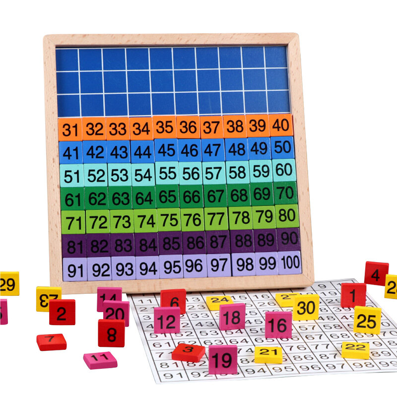 ألعاب أطفال مونتيسوري الخشبية 1-100 ألغاز لوح رقمي تعلم الألعاب المعرفية ألعاب تعليمية للأطفال في وقت مبكر