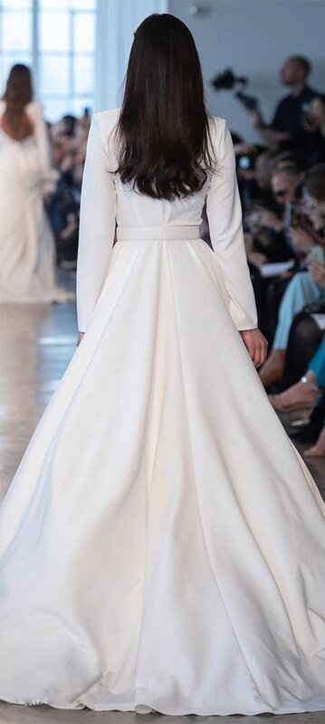 فستان سهرة جديد موضة 2022 مثير بياقة على شكل v وأكمام طويلة فستان أنيق بحمالات مُقسم ملابس نسائية بذلة سراويل بيضاء