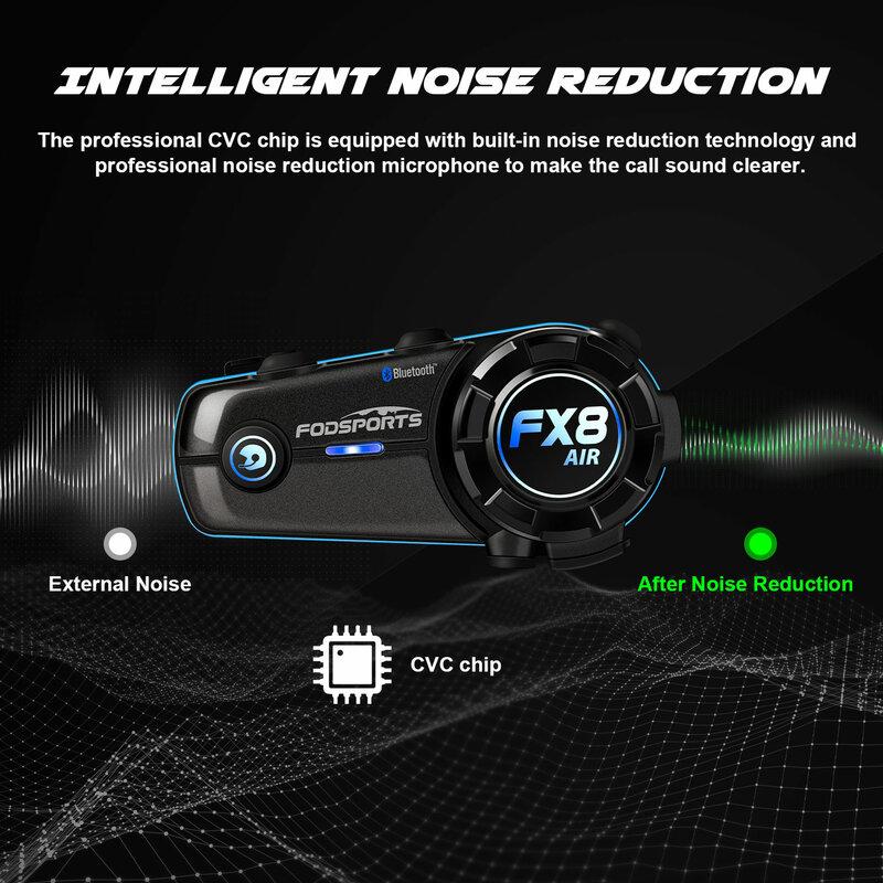 جديد وصول Fodsports 2 قطعة FX8 AIR دراجة نارية خوذة إنترفون سماعة لاسلكية تعمل بالبلوتوث سماعة BT 5.0 راديو FM 3 المؤثرات الصوتية