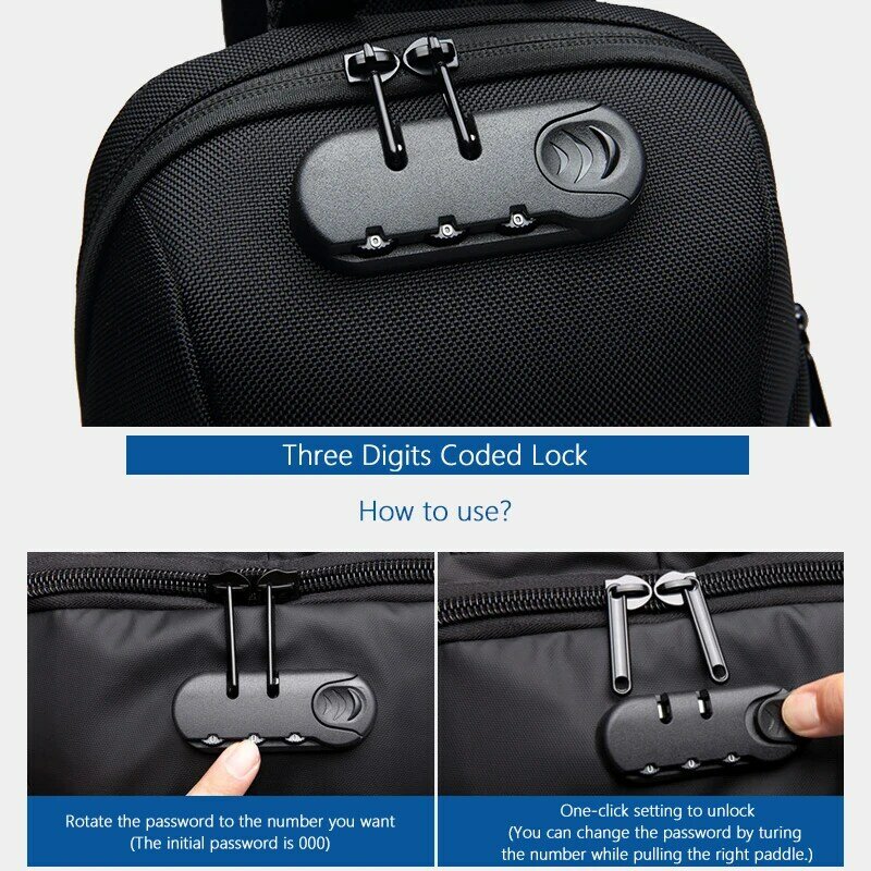OZUKO حقيبة كروسبودي للرجال مع حامل USB مكافحة سرقة حقائب كتف متنقلة الذكور مقاوم للماء حقيبة صدر للرجال حقيبة كتف 2021