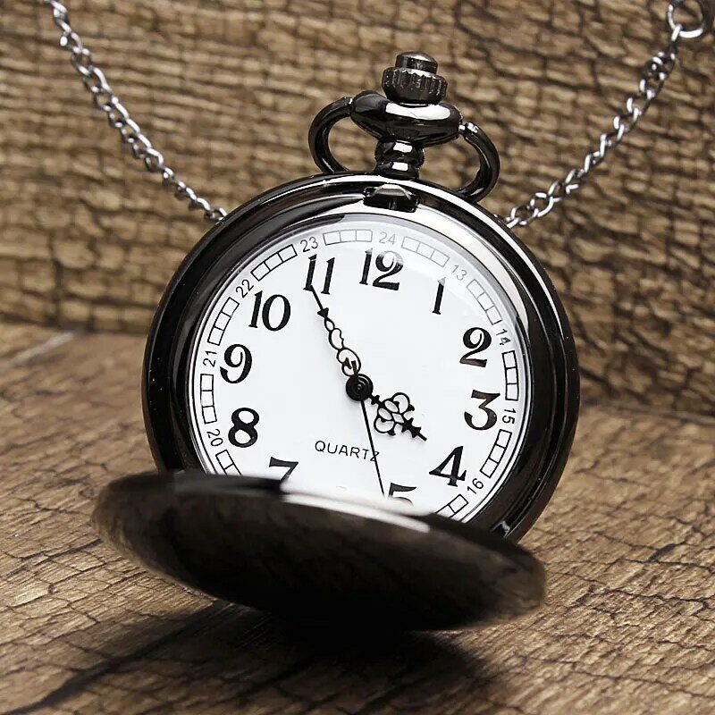 موضة السلس الأسود كوارتز ساعة الجيب هدية للجميع ريترو فوب الساعات رومانسية ساعة جيب ساعة كوارتز Reloj Mujer