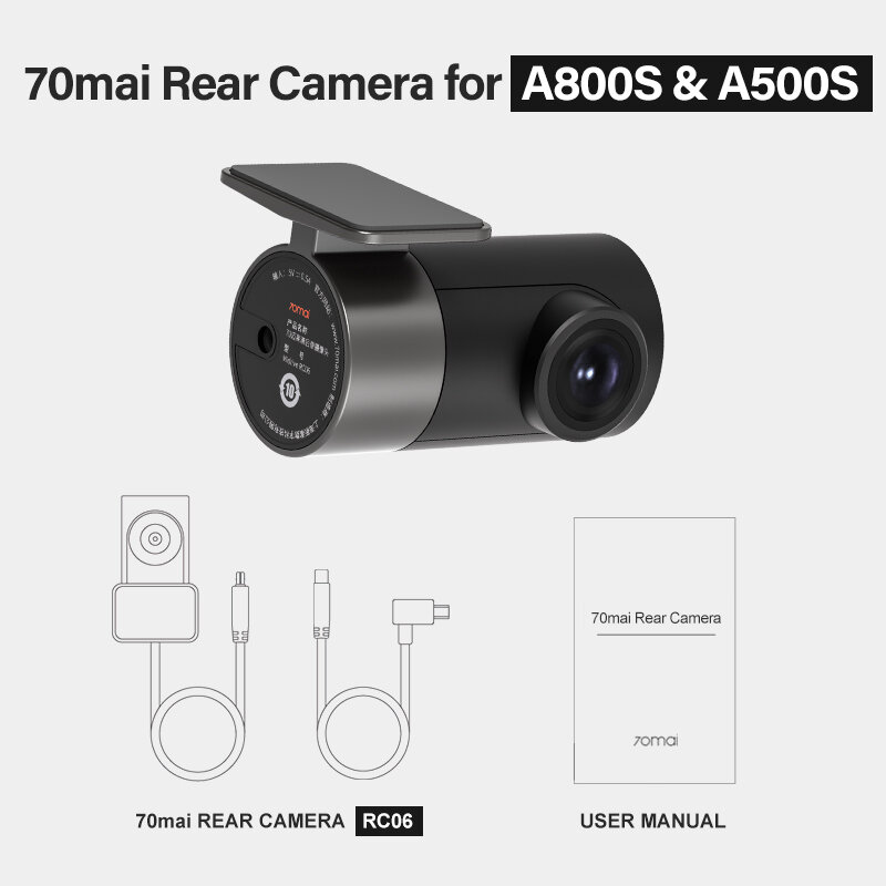 كاميرا الرؤية الخلفية للسيارة DVR ، كاميرا داش الخلفية ، RC06 ، 70mai ، 4K ، A800 ، Pro Plus + ، A800S و A500S