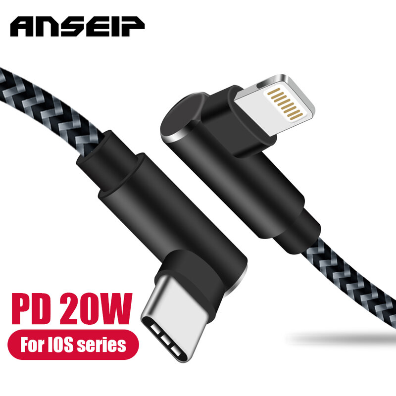 ANSEIP PD 20 واط USB شاحن كابل نوع C إلى IOS شحن سريع آيفون 13 12 11Pro ماكس 6 7 8 باد شاحن بيانات USB C كابل الحبل