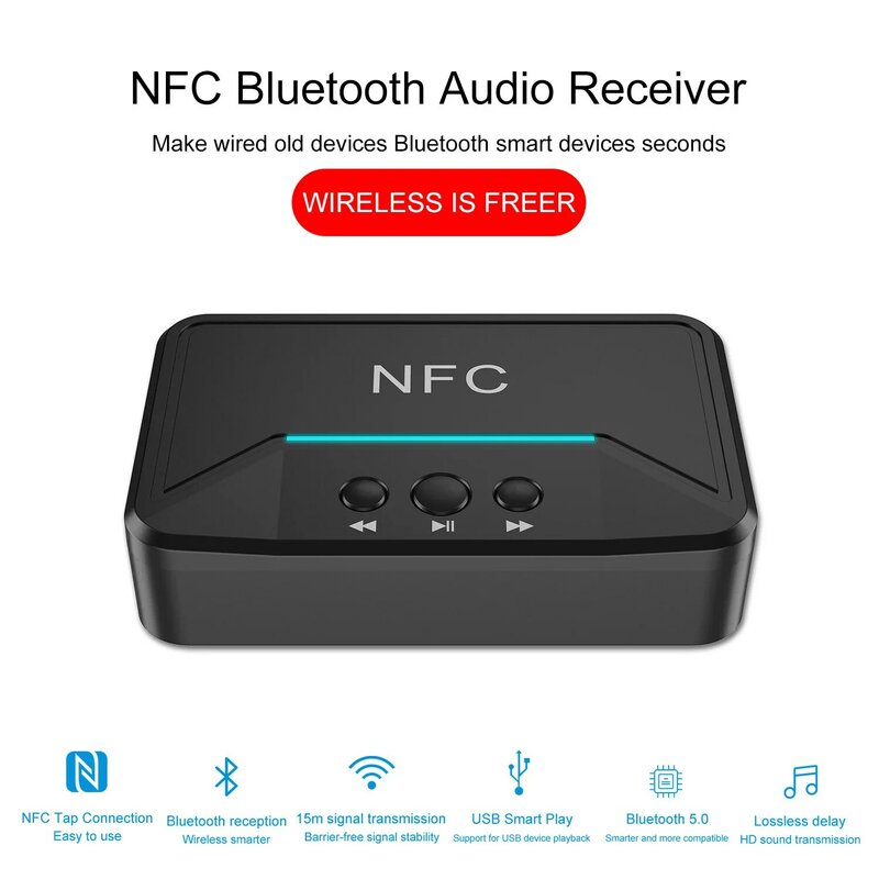 AUX واجهة ل NFC5.0 بلوتوث الصوت استقبال 3.5 مللي متر التبديل القديم المتكلم 2RCA الصوت مكبر كهربائي محول
