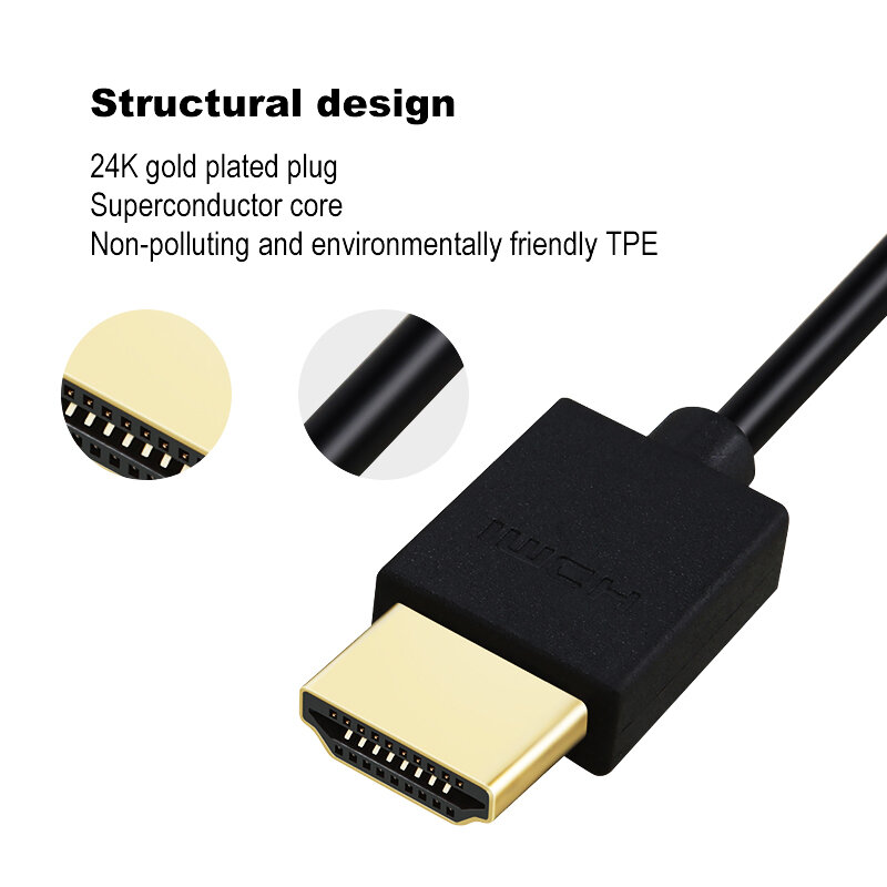 كابلات فيديو مطلية بالذهب عالية السرعة من Shuliancable HDMI 4k 1080P ثلاثية الأبعاد لأجهزة الكمبيوتر HDTV XBOX PS3