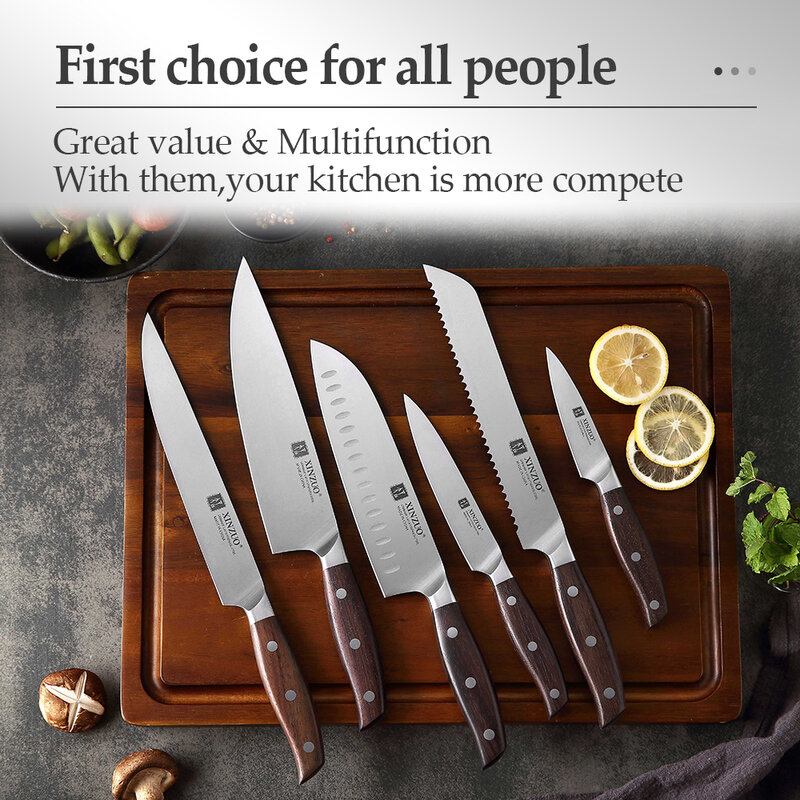XINZUO أدوات المطبخ 6 قطعة سكين المطبخ مجموعة فائدة الساطور الشيف الخبز الفاكهة Santoku السكاكين الفولاذ المقاوم للصدأ سكين المطبخ مجموعات