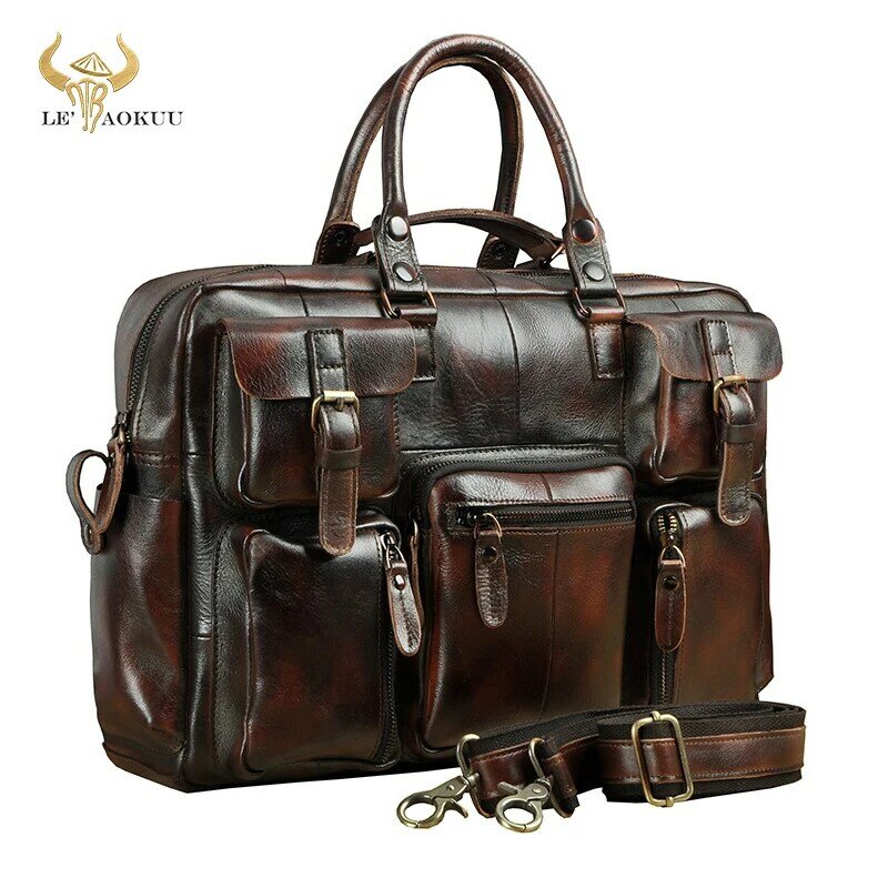 الأصلي جلد الرجال حقيبة يد الموضة حقيبة أعمال وثيقة تجارية حقيبة كمبيوتر محمول تصميم الذكور الملحق حقيبة حافظة 3061-bu