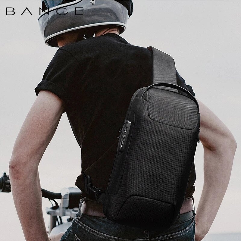 BANGE-حقيبة كتف أكسفورد مضادة للماء مع USB للرجال ، حقيبة سفر متعددة الوظائف مع حزام كتف مضاد للسرقة