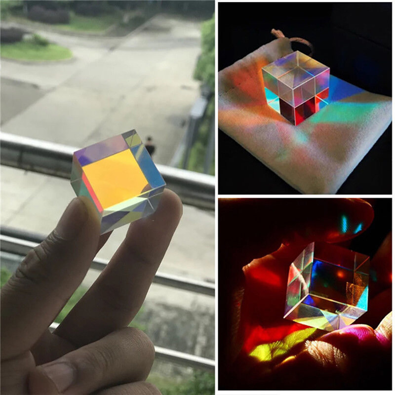 الزجاج البصري X-مكعب ثنائي اللون مكعب تصميم مكعب بريزم RGB الموحد الفاصل التعليمية هدية الطبقة الفيزياء لعبة تعليمية