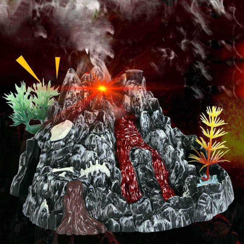 محاكاة بركان نموذج رذاذ ضوء ديناصور الصوت لعبة مجسمة اكسسوارات العلوم الطبيعة اللعب