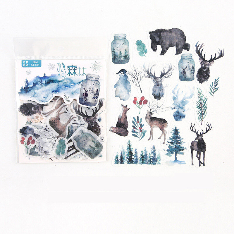 40 قطعة/الحزمة المائية غابة الحيوانات ملصقات لاصقة ألبوم الزخرفية مذكرات حساب اليد ديكور