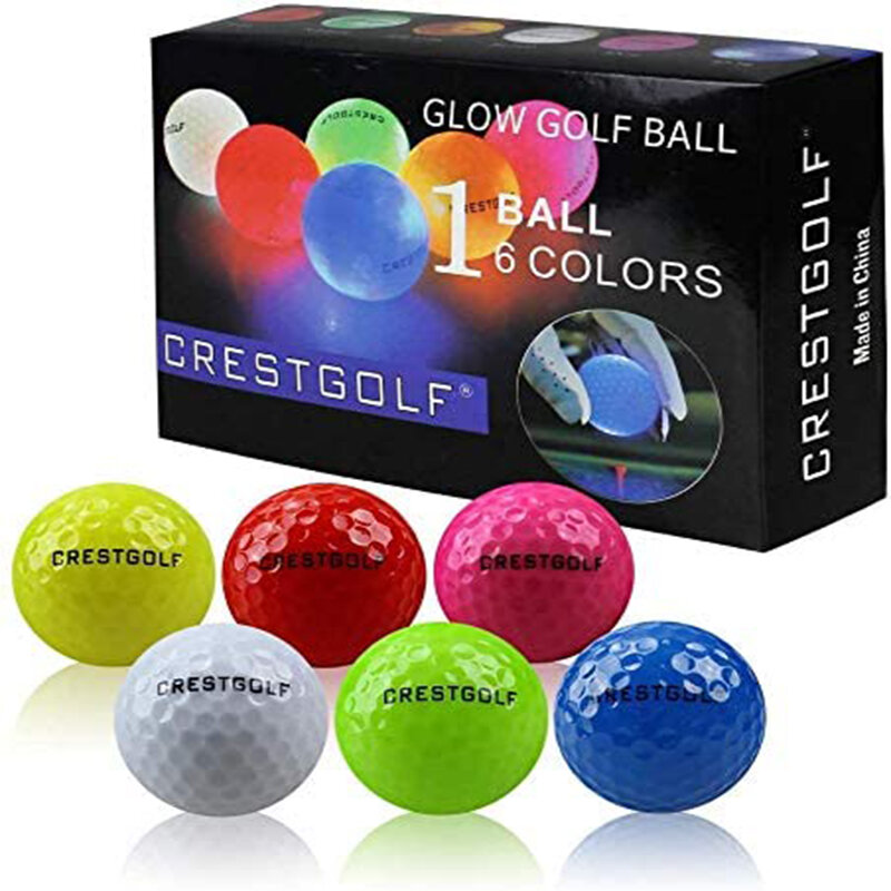 كرات جولف LED من Crestgolf للتوهج الليلي في الظلام ، كرة جولف مع 4 إضاءة ، فائقة السطوع ، 6 ألوان ، أفضل هدية للجولف