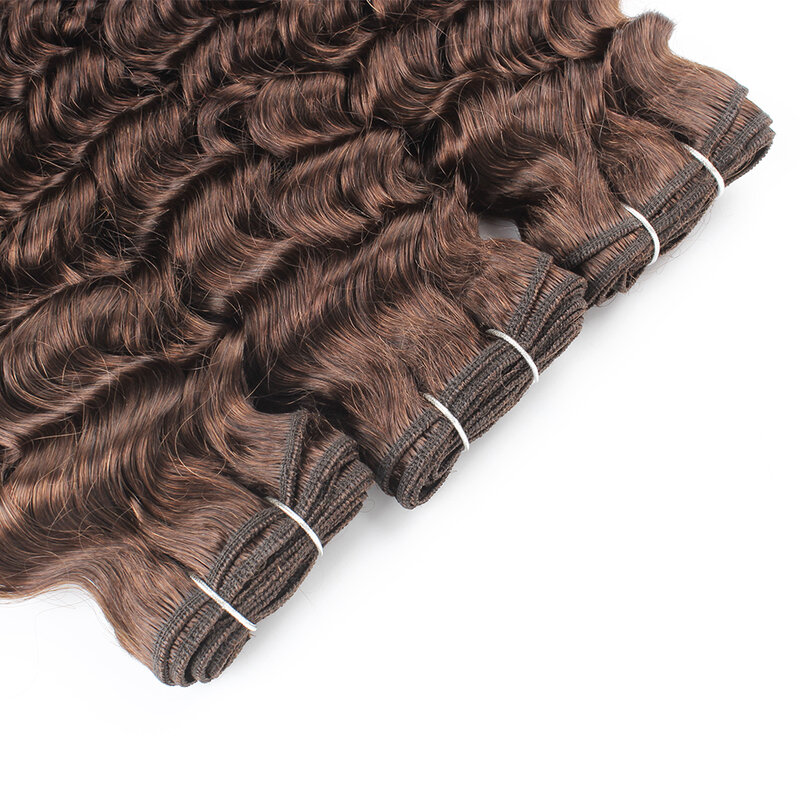 Kisshair color #4 حزم شعر مموج داكن 3/4 قطعة بني داكن بيرو وصلة إطالة شعر طبيعي 10 إلى 24 بوصة ريمي لحمة الشعر