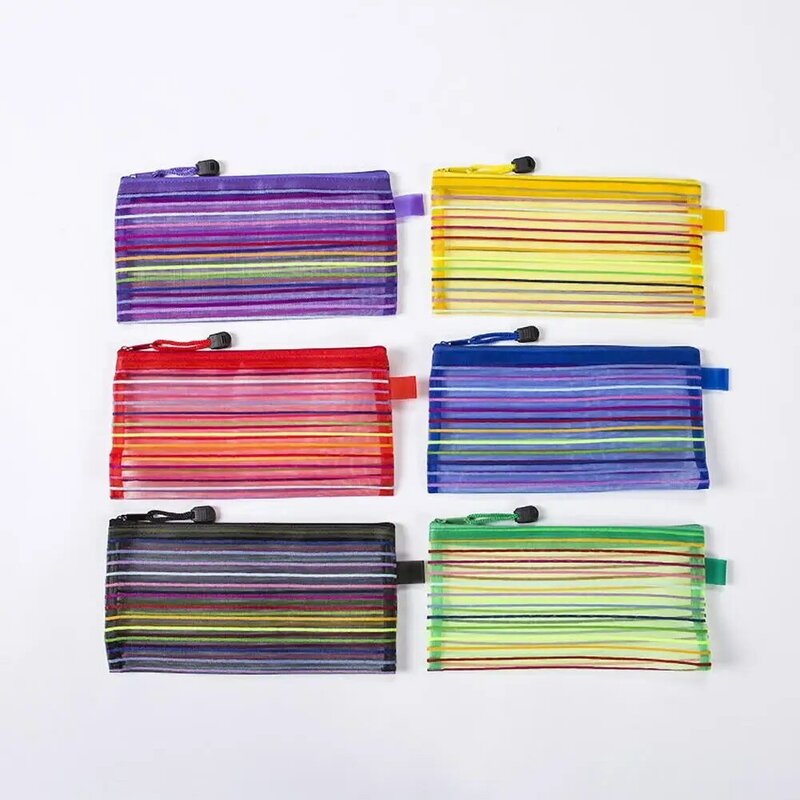 2 قطعة الملونة شبكة الحقيبة متعددة الوظائف القلم أكياس مكاتب الطلاب الإمدادات