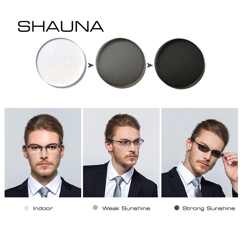 SHAUNA 1.56 وصفة طبية CR-39 الراتنج تلون نظارات العدسات قصر النظر مد البصر الشيخوخي البصرية عدسة حساسة للضوء