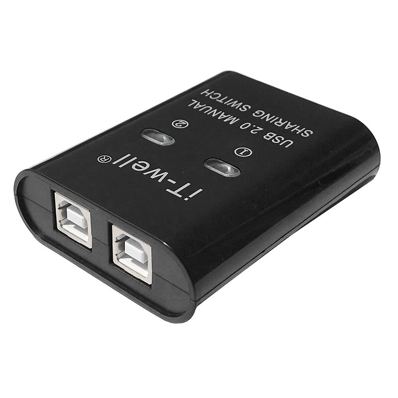 IT-Well-جهاز مشاركة طابعة USB ، 2 في 1 ، محول محور/فاصل تحويل يدوي Kvm ، منفذين
