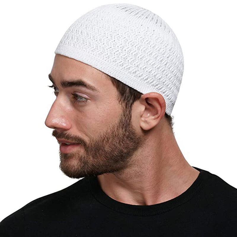 الشتاء محبوك مسلم الرجال الصلاة القبعات الدافئة الذكور بيني قبعة الإسلامية رمضان اليهودية قبعة قبعة الرجال بلون التفاف غطاء رأس