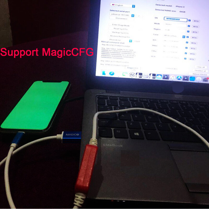MagicCFG-كابل هندسة DCSD Alex ، إدخال وضع الشاشة الأرجوانية لقراءة البيانات و Nand و SysCfg لأجهزة iPhone 7-X و iPad