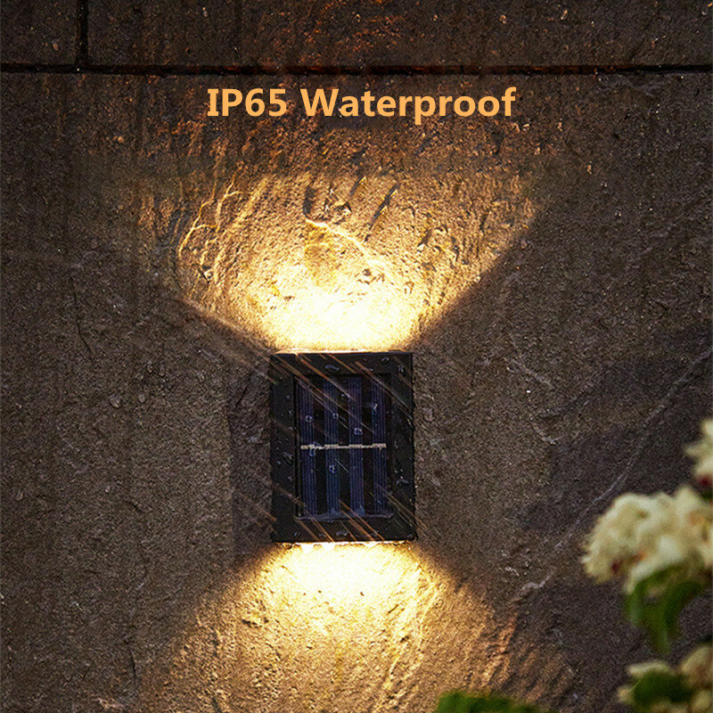 6 LED أضواء الشمسية في الهواء الطلق مقاوم للماء صعودا وهبوطا مضيئة الإضاءة الجدار مصباح حديقة ديكور الدرج سياج شرفة مصابيح أشعة الشمس