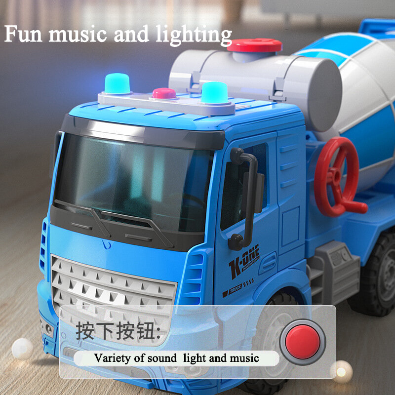 محاكاة الهندسة بالقصور الذاتي شاحنة الاسمنت خلط التفريغ صبي كبير الصوت والضوء مجموعة سيارات لعبة ملموسة