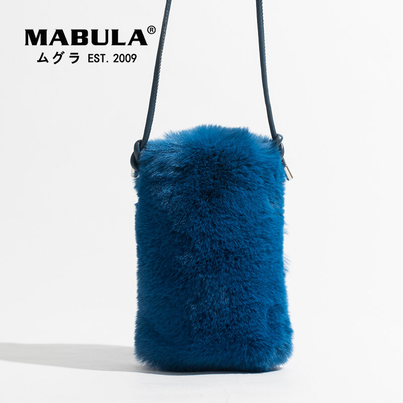 مابولا 2022 بسيطة الشتاء فو الفراء حقيبة كروسبودي للنساء صغيرة بلون هاتف محمول المحافظ حقيبة سفر صغيرة في الهواء الطلق