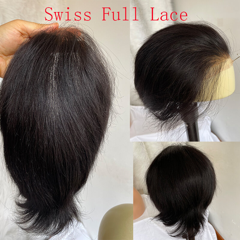 كامل السويسري الدانتيل شعر مستعار للرجال HD شفافة Hairpieces كل اليد تعادل الشعر استبدال أنظمة تنفس وحدة الباروكات 1b #7x9''