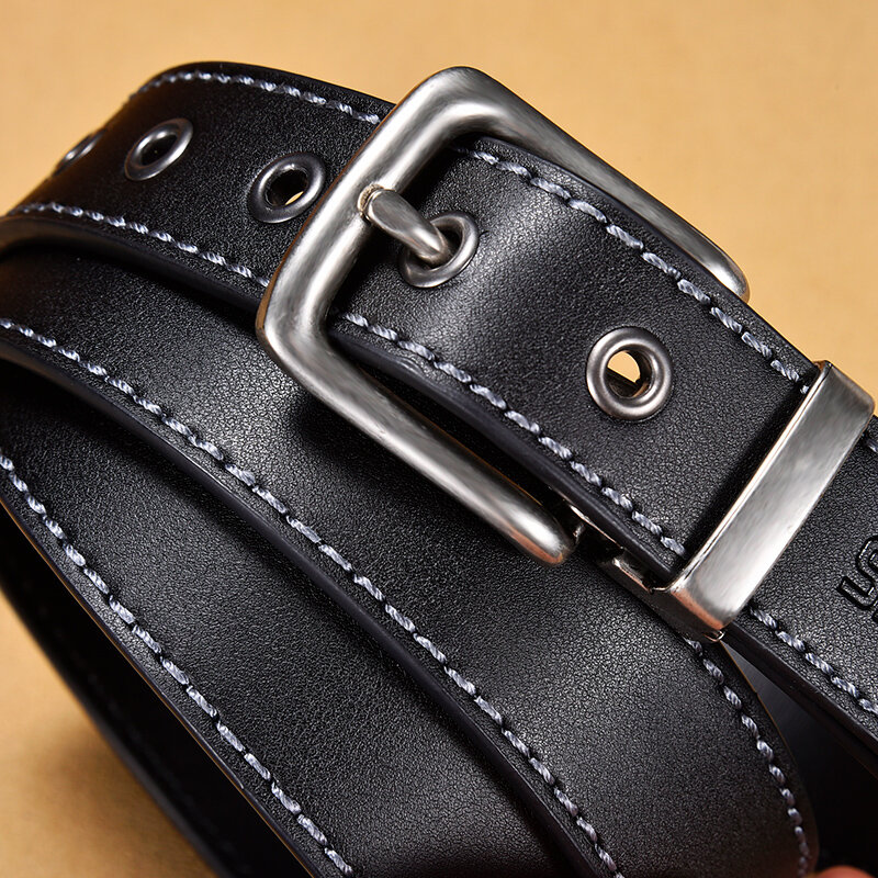موضة الأسود حزام للرجال gafskin حزام جلد طبيعي 3.0 سنتيمتر الفضة القديمة مشبك عالية الجودة الذكور حزام أسود للجينز