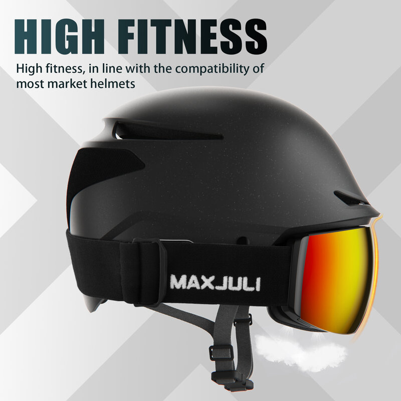 MAXJULI المهنية المغناطيسي تزلج نظارات مزدوجة الطبقات عدسة مكافحة الضباب UV400 التزلج على الجليد نظارات الثلج للرجال النساء M6
