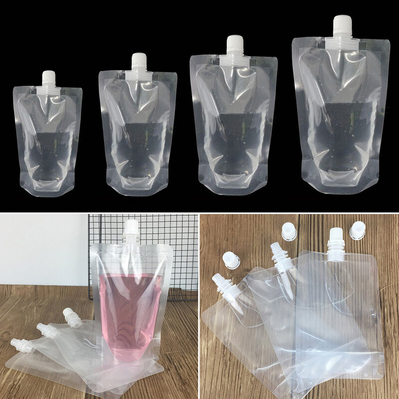 100 قطعة حقائب بلاستيكية شفافة مع شحن مجاني شرب الحقيبة مختومة قابلة لإعادة الاستخدام المشروبات عصير الحليب القهوة السفر المنظم حقيبة