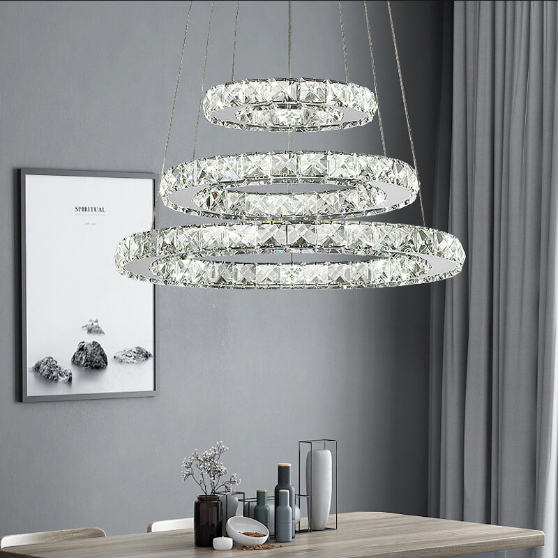 الحديثة LED الثريا الكريستال حلقة الثريات إضاءة داخلية بريق لوفت ضوء لغرفة المعيشة غرفة نوم المطبخ تركيبات أضواء