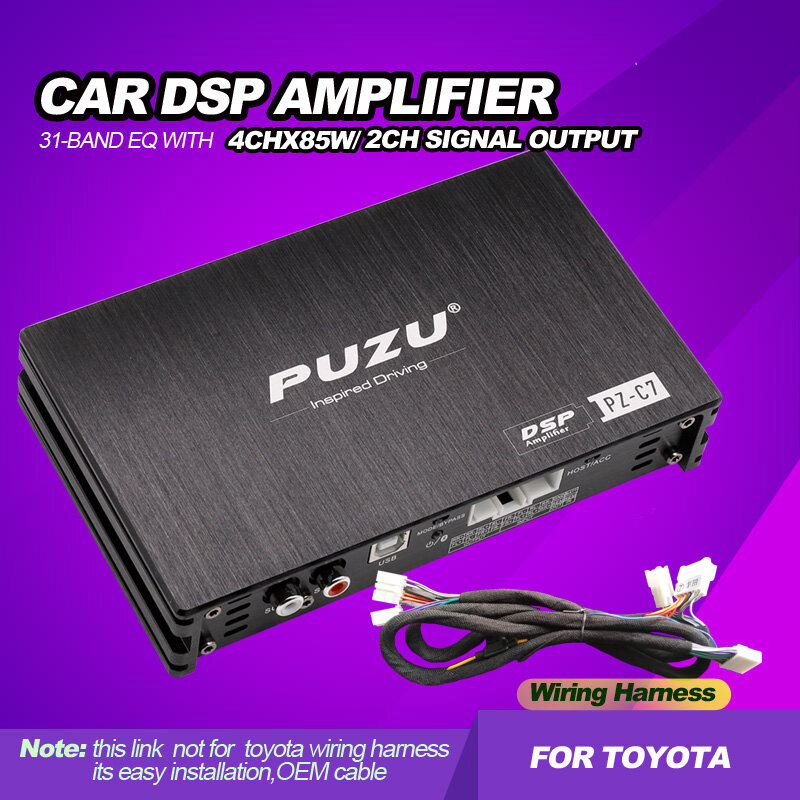 مضخم صوت DSP PUZU-سيارة مع كابل المصنع ، مناسب لسيارات تويوتا ، مضخم صوت ، مخرج RCA ، معالج الصوت ، 4CH إلى 6ch