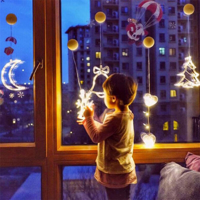 عطلة الإضاءة LED عيد الميلاد مصابيح تدار ببطارية داخلي الستائر الجنية أضواء لعيد ميلاد زينة عيد الميلاد