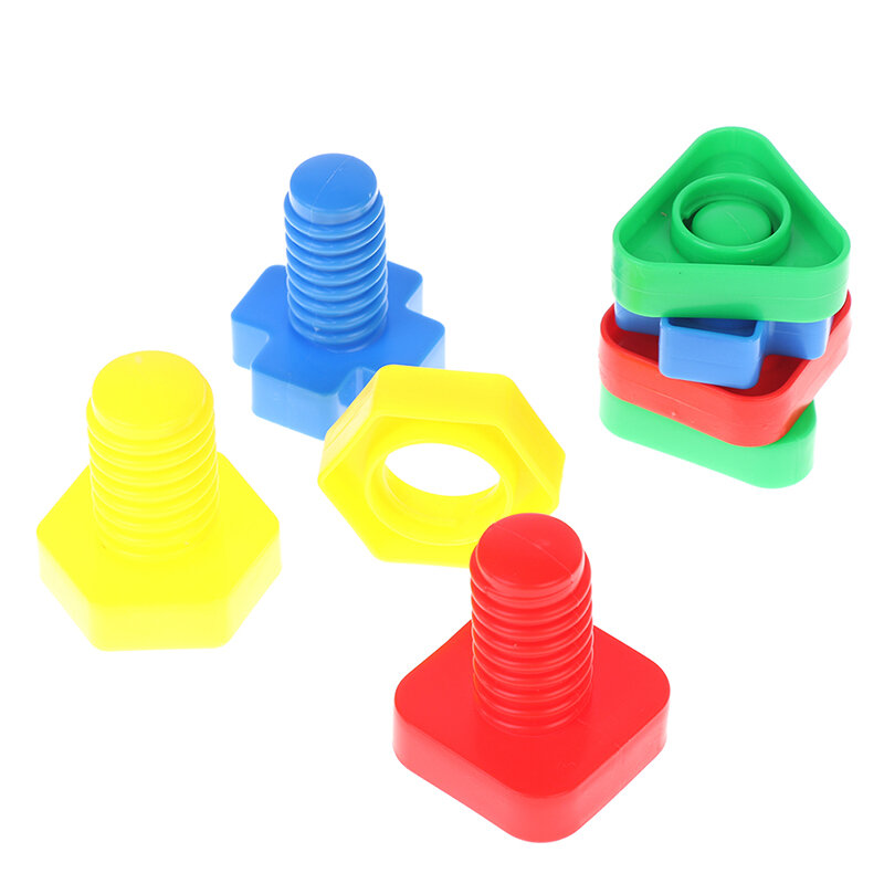 مكعبات بناء بلاستيكية على شكل صمولة ، 4 أزواج ، ألعاب تعليمية ، نماذج مقياس مونتيسوري