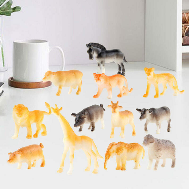 12 قطعة الحيوانات واقعية التماثيل التعليمية محاكاة أشكال حيوانات برية صغيرة نموذج مجموعة للأطفال دمى هدايا الاطفال هدية