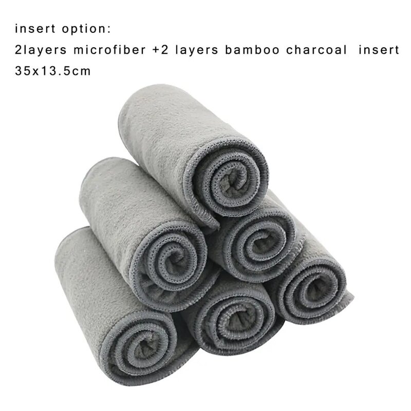 حفاضات قماش قابلة للغسل وقابلة لإعادة الاستخدام مع فتحة واحدة, حفاضات نوع bamboo, charcoal ، الأطفال 3-15 كجم، فتحة واحدة