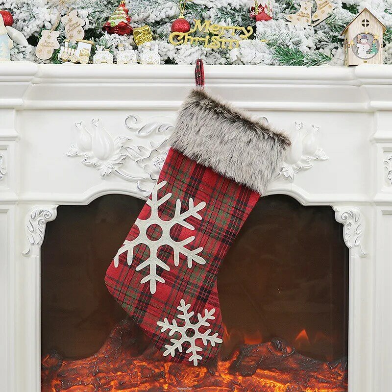 جديد عيد الميلاد جوارب سانتا الأيائل النسيج هدية الجوارب عيد الميلاد جميل هدية حقيبة للأطفال الموقد شجرة عيد الميلاد الديكور