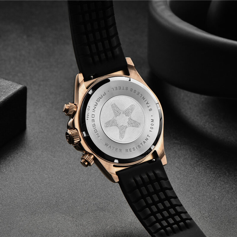 PAGANI تصميم العلامة التجارية الجديدة الرجال كوارتز ساعة اليد المطاط حزام ساعة كرونوغراف فاخر الياقوت الزجاج ساعة رياضية الرجال Relogio