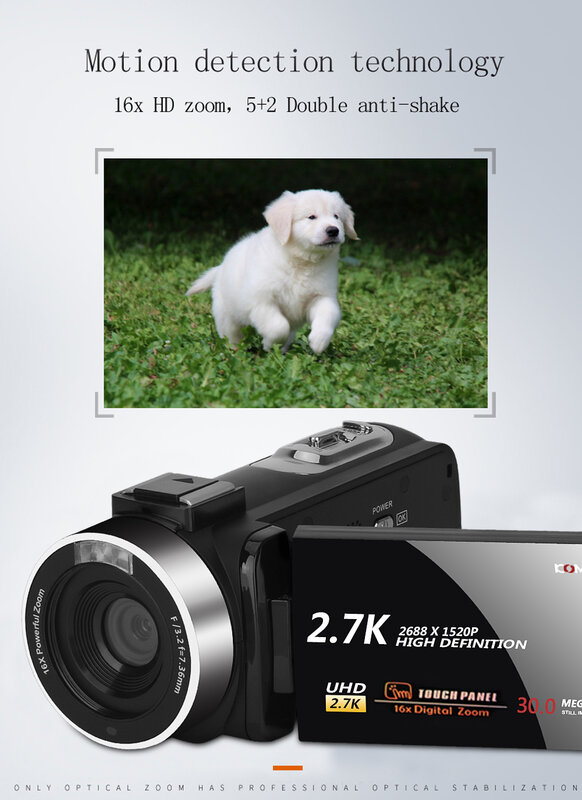 KOMERY-كاميرا فيديو 3.0 بوصة ، شاشة تعمل باللمس IPS HD ، 2.7K ، كاميرا رقمية ومسجل فيديو أصلي ، الوافدين الجدد