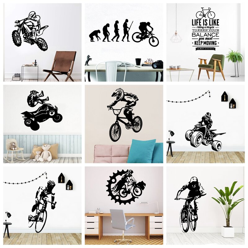 Vantage Sport Bike Boy-ملصق حائط قابل للإزالة ، ورق حائط لديكور غرفة النوم ، للأولاد والبنات