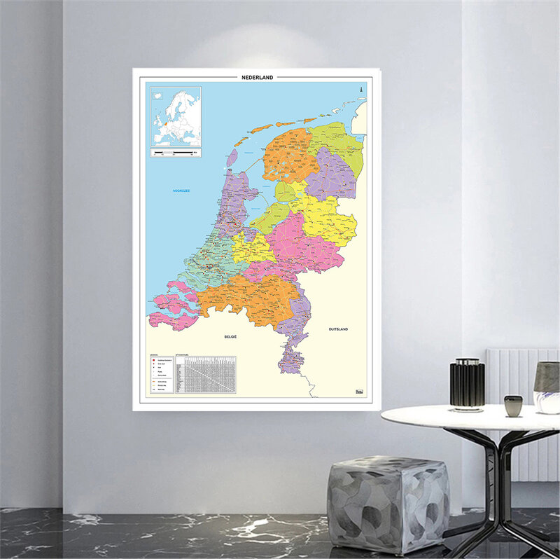 60*90 سنتيمتر هولندا الهولندية خريطة الحديثة الجدار ملصق فني قماش اللوحة غرفة المعيشة ديكور المنزل الأطفال اللوازم المدرسية