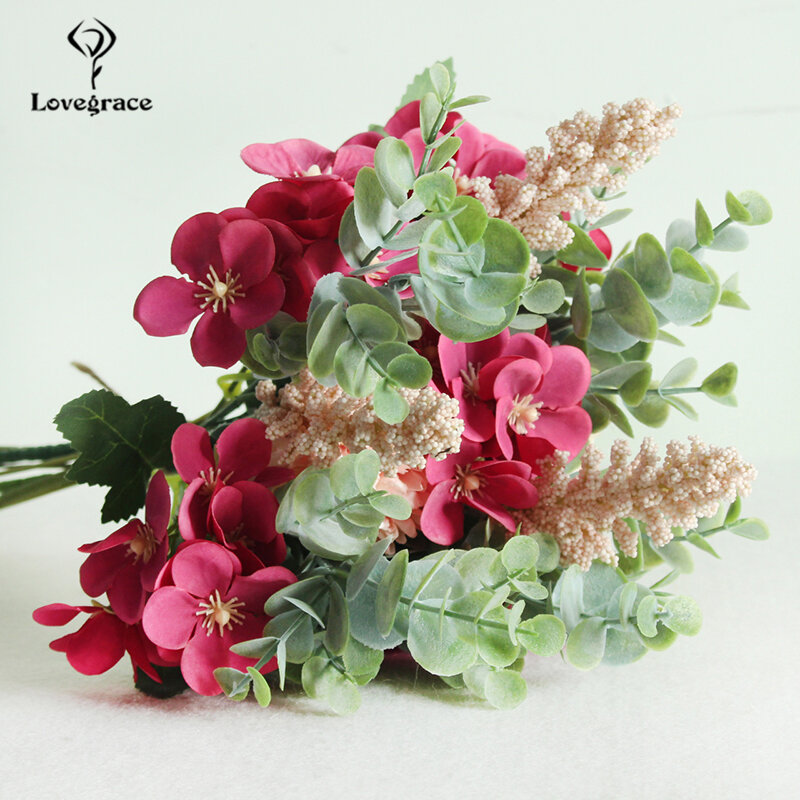 Lovegrace-باقة من الورود الحريرية لوصيفات العروس ، زهور اصطناعية ، للمنزل ، الفندق ، الديكور