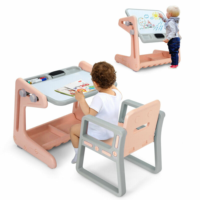 2 في 1 أطفال الحامل مجموعة مقاعد الطاولة قابل للتعديل الفن اللوحة المجلس ث/لوازم الفن TY327805