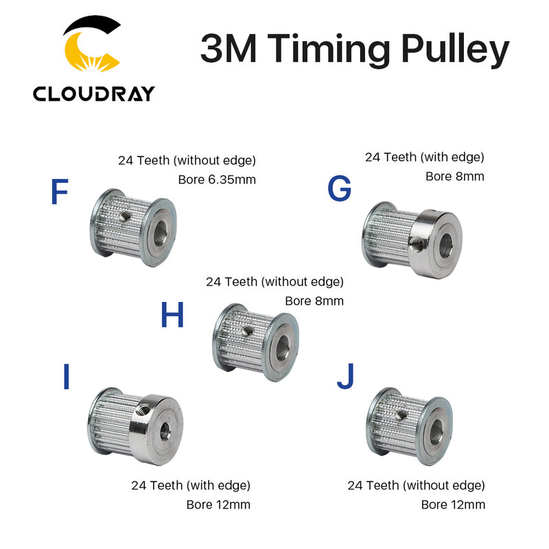 Cloudray CO2 الليزر المعادن أجزاء متزامن HTD 3M والعتاد بكرة 6.35/8/12 مللي متر ل DIY CO2 الليزر قطع النقش آلة