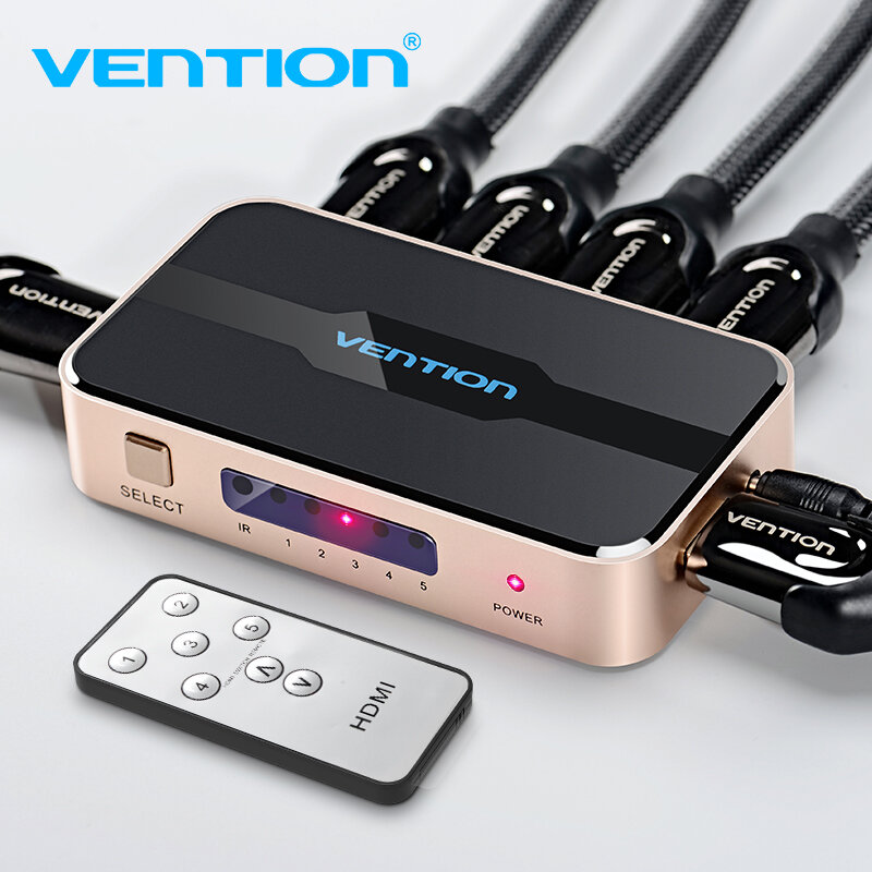 Vention-محول موزع HDMI ، 5 مداخل 1 ، لأجهزة XBOX 360 ، PS4 ، Android ، HDTV ، 4K ، 5 في 1
