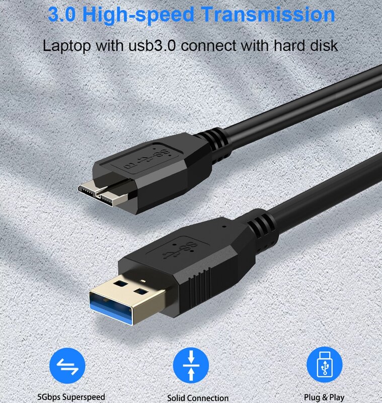 مايكرو B USB 3.0 كابل 5Gbps الخارجية القرص الصلب القرص HDD كابل لسامسونج S5 نوت 3 توشيبا WD سيجيت HDD كابلات أسلاك البيانات