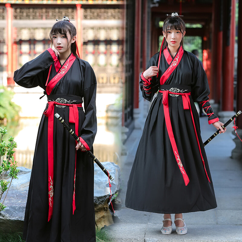 سلالة تانغ الصينية القديمة ازياء هانفو فستان زوجين ملابس الرقص الكلاسيكية المبارز الملابس التقليدية الجنية تأثيري