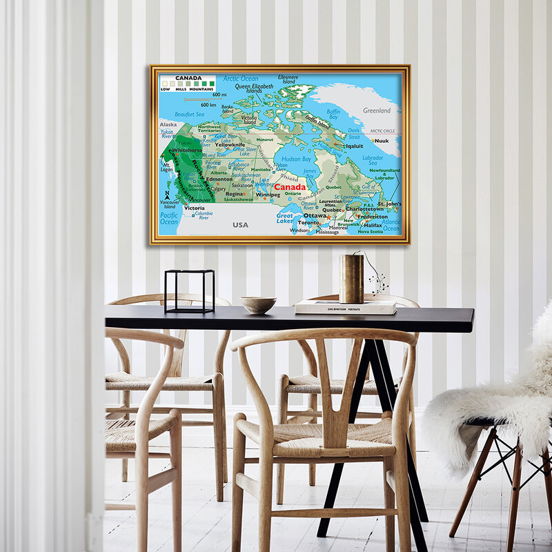 84*59 سنتيمتر كندا خريطة أوروغرافية الحديثة الجدار ملصق فني قماش اللوحة الفصول الدراسية ديكور المنزل اللوازم المدرسية