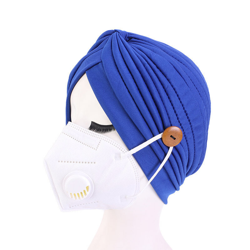 قبعة عمامة قطنية إسلامية للنساء ، حجاب بأزرار ، غطاء رأس ملتوي أفريقي هندي ، حجاب ، 2021