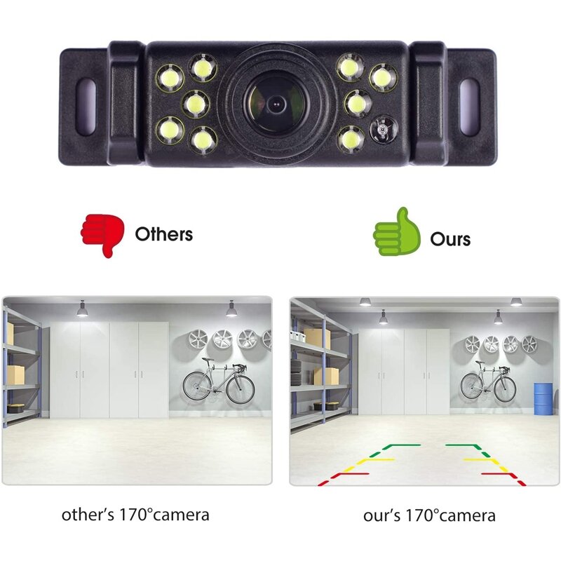 كاميرا احتياطية لسيارة الرؤية الخلفية عكس الكاميرا مع 170 درجة زاوية واسعة 9 LED أضواء سوبر واضح للرؤية الليلية لجميع المركبات